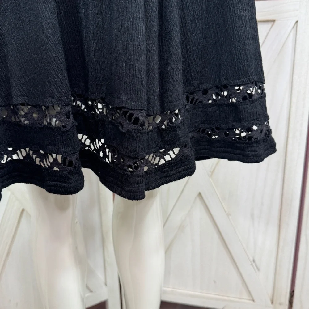 Free People To The Point Lace Cutouts Stretch Skater Dress Black Small Gothic - Picture 8 of 14